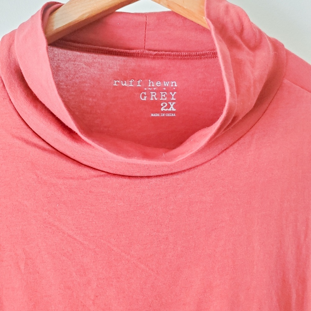 EUC RUFF HEWN || Maroon Ruched High Neck Top || 2x - Picture 2 of 2